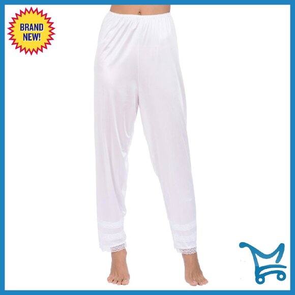 Silky Satin Pant Slip with Adjustable Length & Lace Trim
